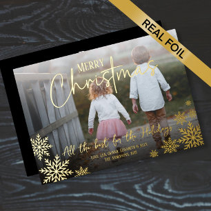 Snowflakes Photo Christmas Foil Holiday Card