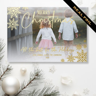 Snowflakes Photo Christmas Foil Holiday Card