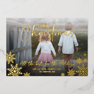 Snowflakes Photo Christmas Foil Holiday Card
