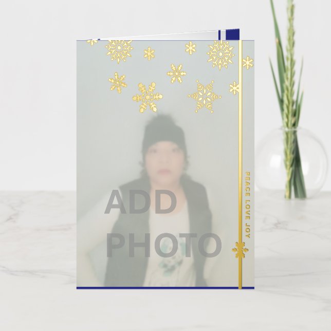 Snowflakes Photo Foil Holiday Card (Front)