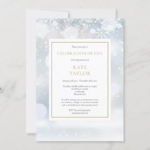 Snowflakes Photo Funeral Celebration of Life  Invitation