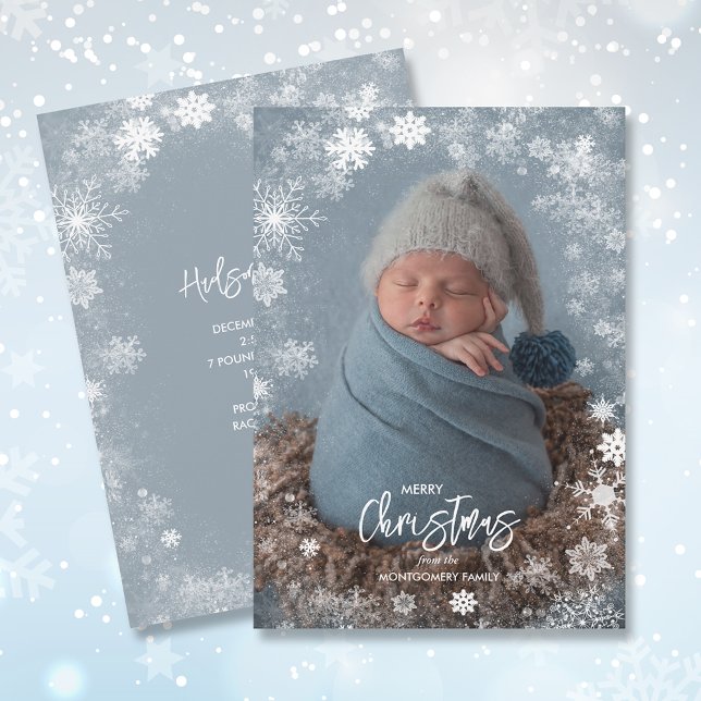 Snowflakes Photo Winter Birth Announcements (Creator Uploaded)