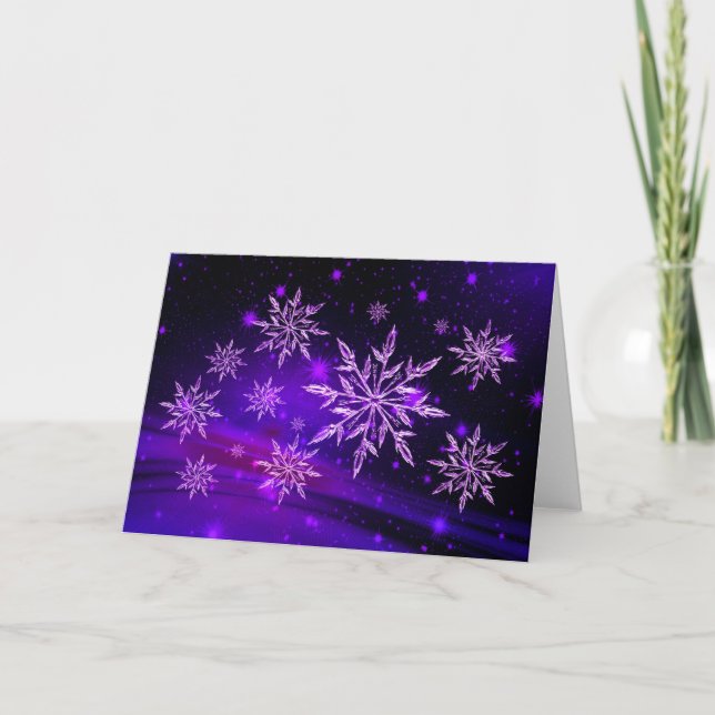 Snowflakes pink and purple winter snowflake card (Front)