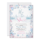 Snowflakes PInk Blue Gender Reveal Invite