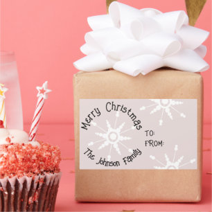 Snowflakes Pink Christmas Rectangular Sticker