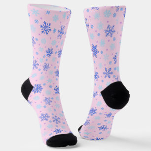 Snowflakes Pink Pastel Pink Elegant Stylish Girly Socks