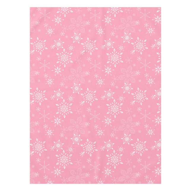 Snowflakes Pink Tablecloth (Front)