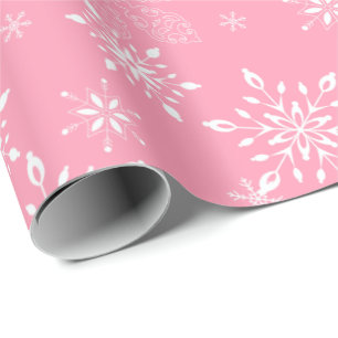 Snowflakes Pink Wrapping Paper