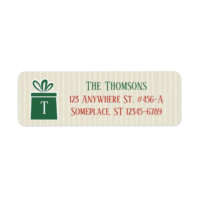 Snowflakes & Presents Green Return Address Labels (Front)