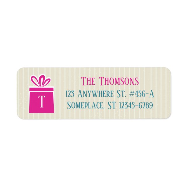 Snowflakes & Presents Pink Return Address Labels (Front)