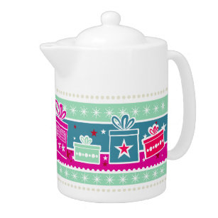 Snowflakes & Presents Porcelain Teapot
