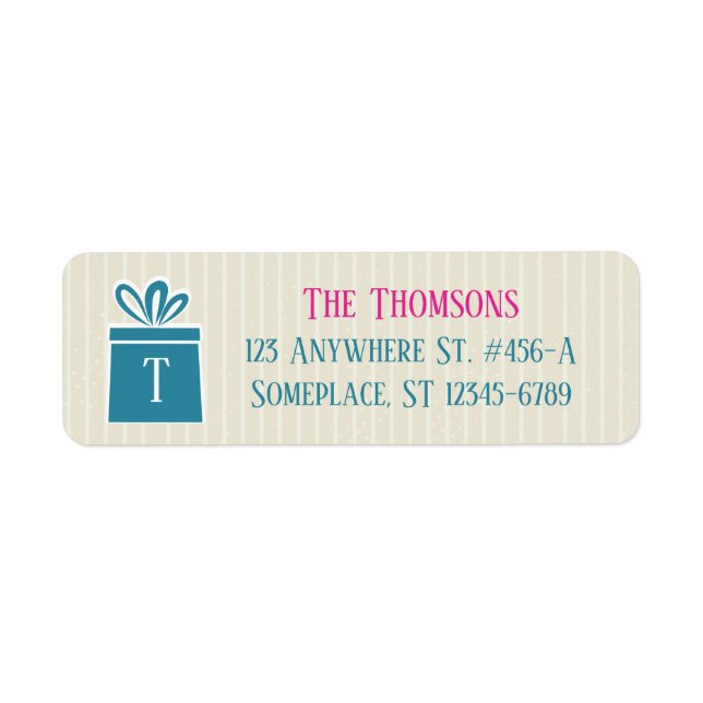 Snowflakes & Presents Teal Return Address Labels (Front)