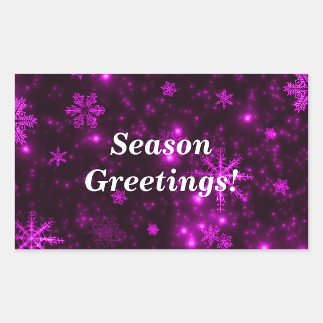 Snowflakes Purple Background Rectangle Stickers (Front)