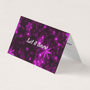 Snowflakes Purple Background Tent Fold Cards