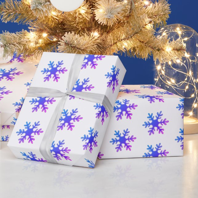 Snowflakes Purple Christmas Holidays Pattern Wrapping Paper (Holidays)