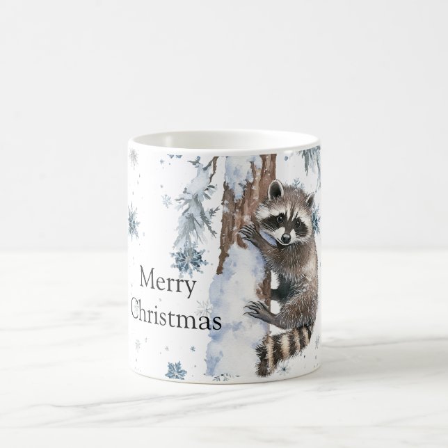 Snowflakes Racoon Winter Christmas Coffee Mug (Center)