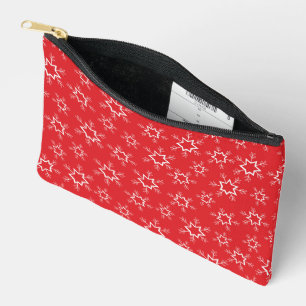 Snowflakes, Red and White Snowflakes, Snow Accessory Pouch