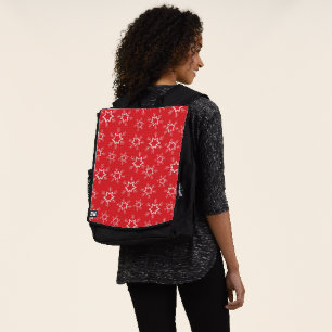 Snowflakes, Red and White Snowflakes, Snow Backpack