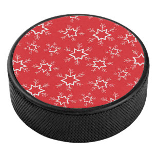 Snowflakes, Red and White Snowflakes, Snow Hockey Puck