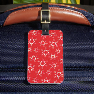 Snowflakes, Red and White Snowflakes, Snow Luggage Tag