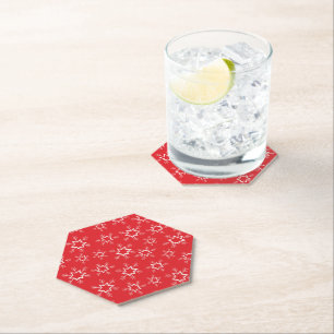 Snowflakes, Red and White Snowflakes, Snow Paper Coaster