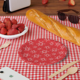Snowflakes, Red and White Snowflakes, Snow Paper Plate