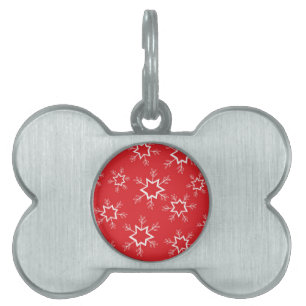 Snowflakes, Red and White Snowflakes, Snow Pet ID Tag