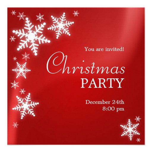 Snowflakes Red Christmas Party invitation 13 Cm X 13 Cm Square ...