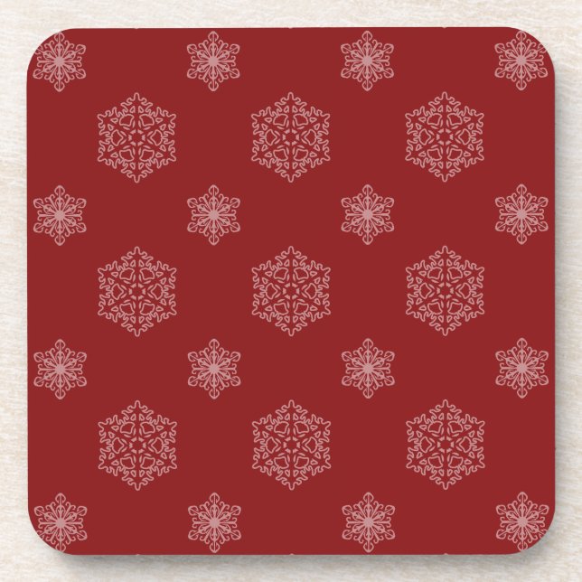 Snowflakes Red Coasters (Front)