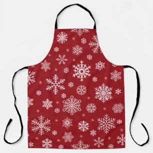 Snowflakes, red decor, Christmas pattern. Apron