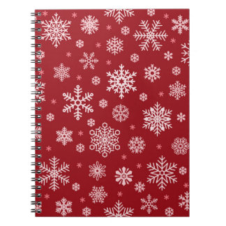 Snowflakes, red decor, Christmas pattern. Notebook