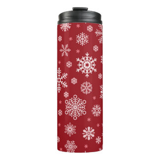 Snowflakes, red decor, Christmas pattern. Thermal Tumbler