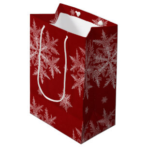 Snowflakes Red Holiday Christmas Medium Gift Bag