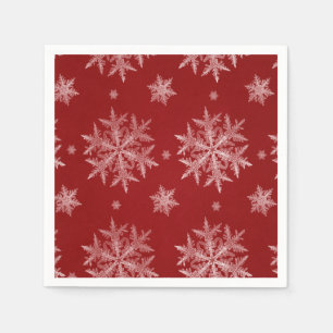 Snowflakes Red Holiday Christmas    Napkin