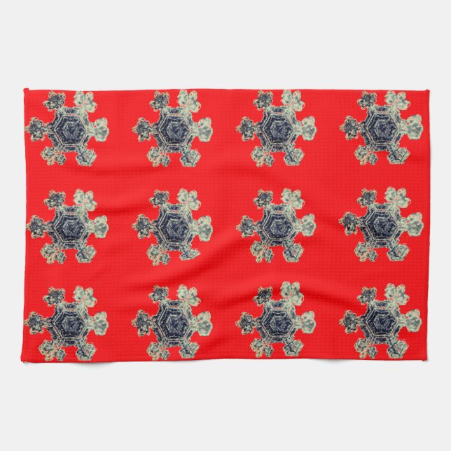Snowflakes Red Kitchen Towels (Horizontal)