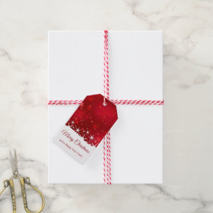 Snowflakes Red Merry Christmas - Gift Tag
