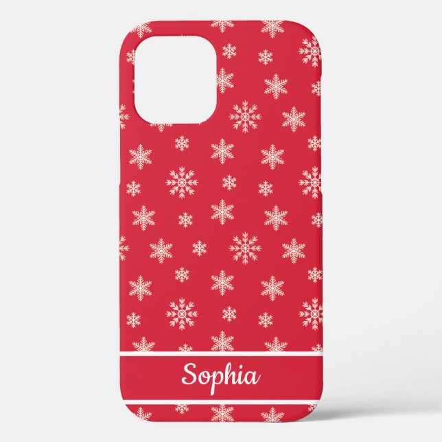 Snowflakes Red pattern personalised name Case-Mate iPhone Case (Back)