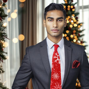 Snowflakes Red Tie