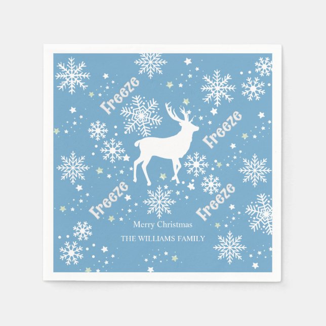 Snowflakes reindeer Christmas Napkin (Front)
