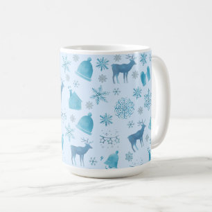 Snowflakes, Reindeer & Elegant Holiday Design Coffee Mug