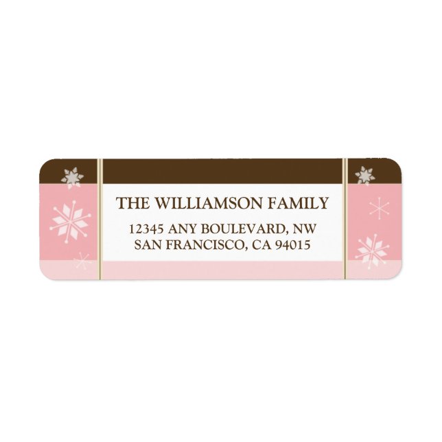 Snowflakes Return Address Labels (pink) (Front)