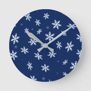 Snowflakes Round Clock