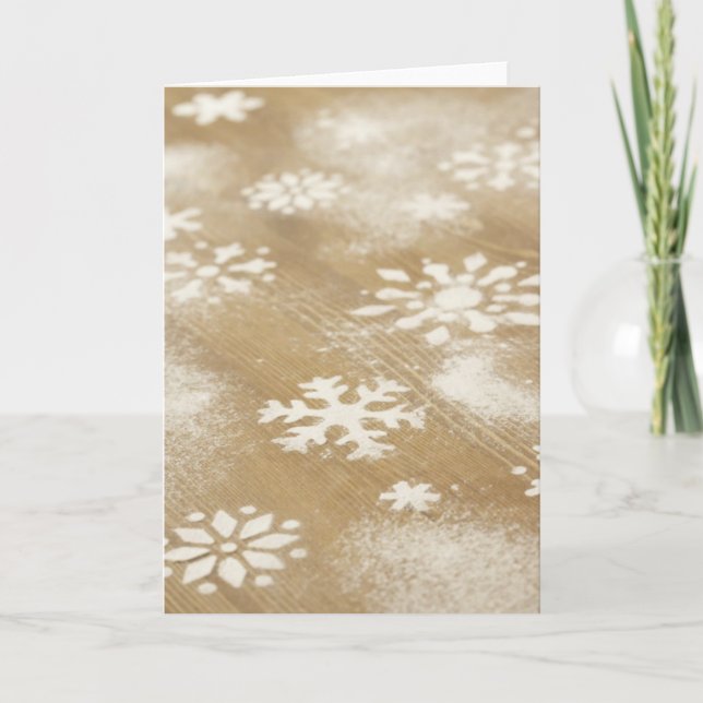 Snowflakes Rustic Business Blank Holiday Christmas Card (Front)
