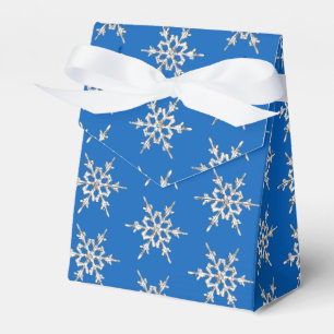 Snowflakes, silver crystals on cobalt blue favour box