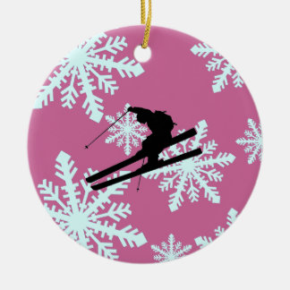 snowflakes skiing ceramic tree decoration