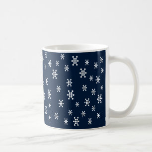 Snowflakes, sky navy blue white pattern coffee mug
