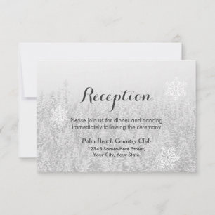 Snowflakes & Snow Forest Winter Wedding Reception Invitation