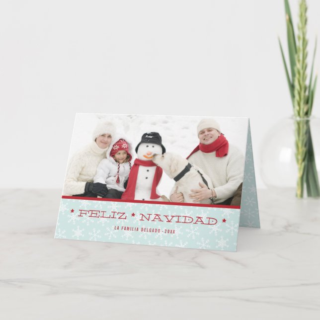 Snowflakes | Spanish Holiday Photo Greeting Card (Front)
