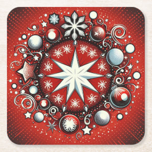 Snowflakes square paper coaster