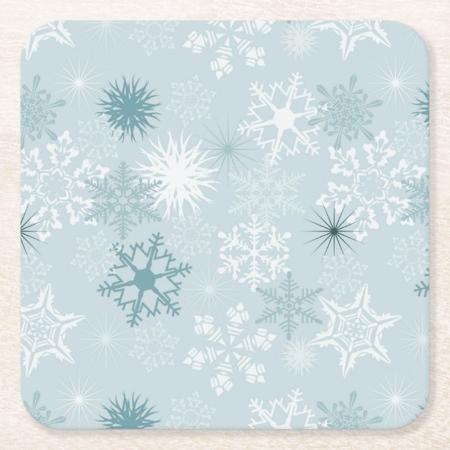 Snowflakes Square Paper Coaster (Front)